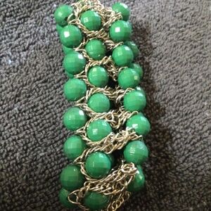 Green And Silver Stretch Bracelet